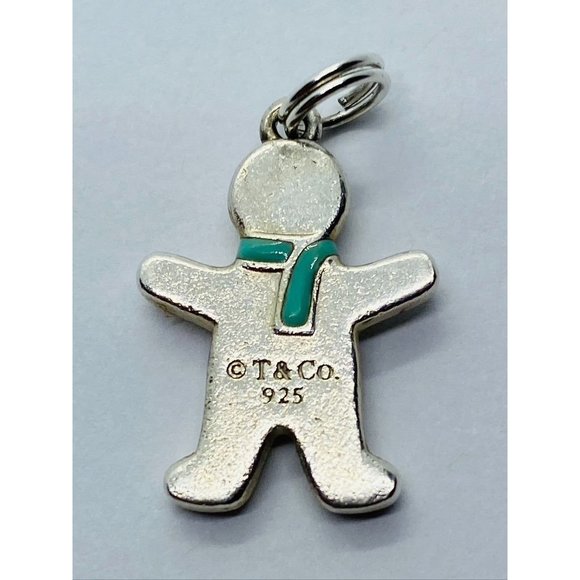 Tiffany&Co Gingerbread Man Pendant Charm Blue Enamel Sterling Silver Pouch - Picture 10 of 10